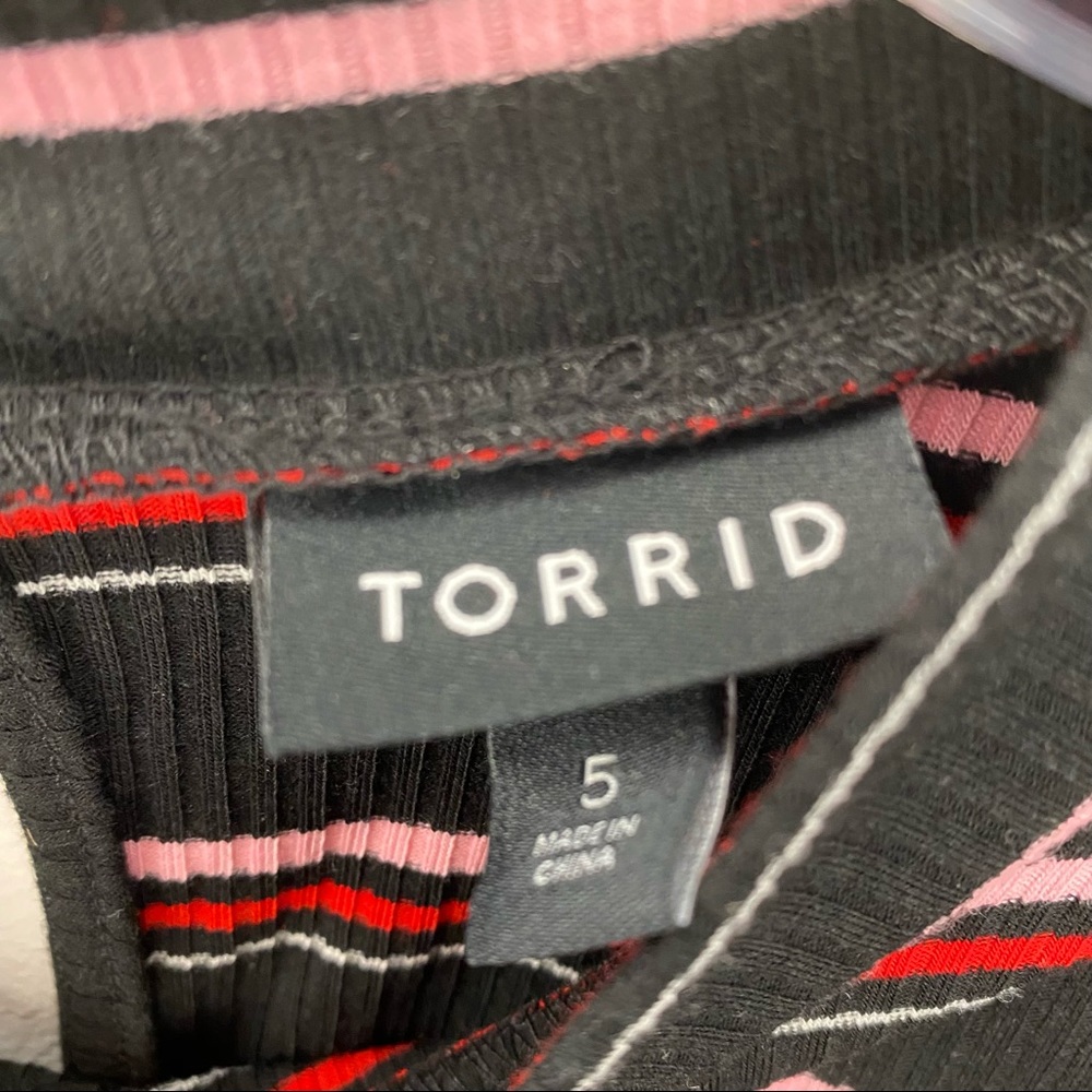 Torrid woman's plus size black multi stripe rib mock neck trapeze dress 5X - Picture 11 of 12